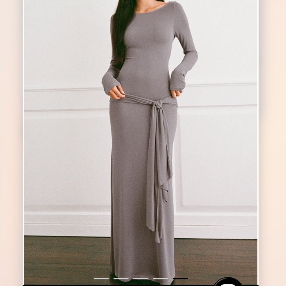 Motel rocks Zeya Maxi Dress In Cupro Taupe Grey